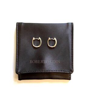 Roberto Coin Pave Diamond Baby Mini Hoops Huggy Earrings White Gold 18K Gold